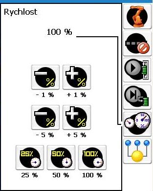 Práce v režimu Online 74 Následující řada tlačítek (Obrázek 3.7) reprezentuje ovládání robotu a to osy 1 až3 nebo 4 až 6.