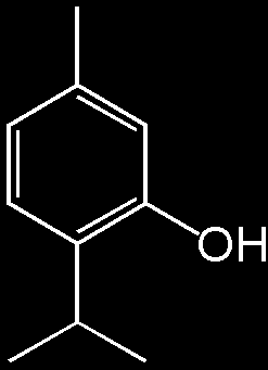 5. VLASTNOSTI VYBRANÝCH TESTOVANÝCH PŘÍRODNÍCH LÁTEK 5.1. Thymol Sumární vzorec: C 10 H 14 O Molekulová hmotnost: 150,22 g.
