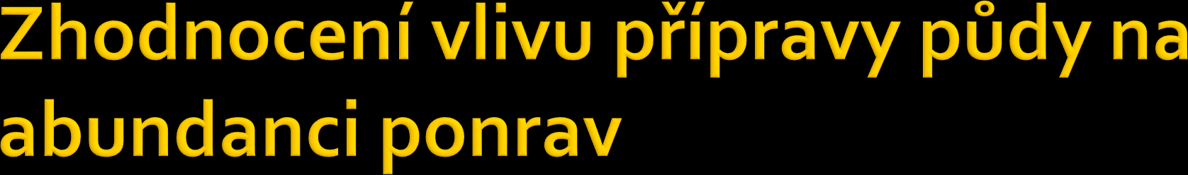 V každé dílčí výzkumné ploše bude provedena kontrola ponrav opakovaně na 5 sondách (jarní, letní a pozdně letní aspekt).