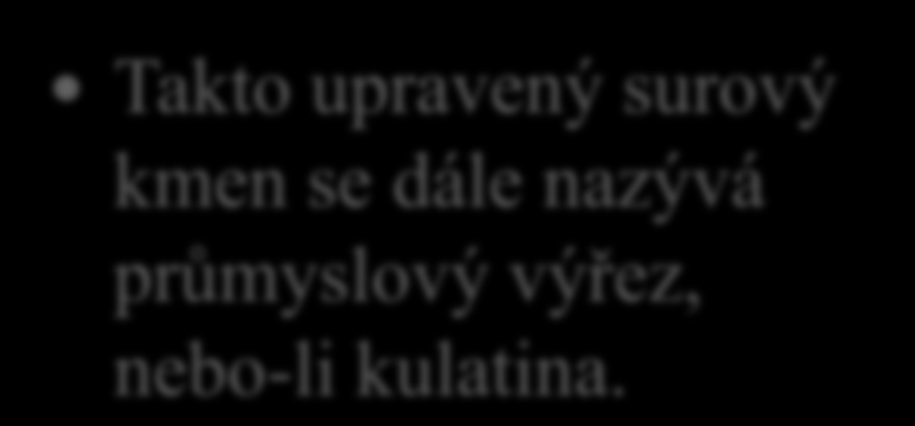 2. Jak nazýváme surový kmen, delší než 3 metry, kterému odřízneme vršek tak, aby průměr horního čela