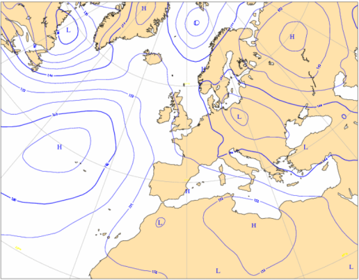 a) Analýza geopotenciální výšky v hladině 500 hpa 7. 8. 2002 02 SELČ b) Analýza geopotenciální výšky v hladině 500 hpa 2. 6. 2013 02 SELČ c) Analýza geopotenciální výšky v hladině 850 hpa 18. 7. 1997 02 SELČ d) Analýza geopotenciální výšky v hladině 850 hpa 21.