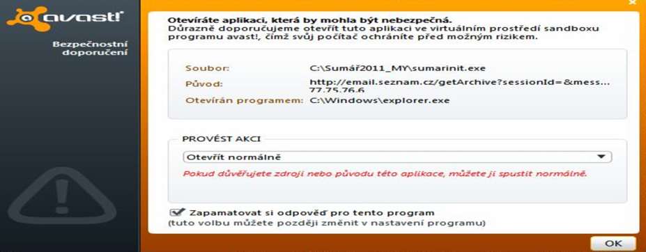 Pokud by k vytvoření z nějakého důvodu nedošlo, je nutno si vytvořit zástupce z inicializačního spouštěcího souboru s názvem sumarinit.exe a tohoto zástupce si umístit na plochu.