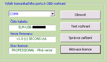 3 Popis spojení s vozidlem 1. Připojte ELM-USB kabel k počítači. Dioda se po připojení do USB portu zeleně rozsvítí. 2. Připojte OBD-II konektor k ELM-USB kabelu.