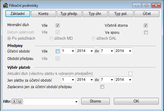 5.2. Inventurní soupis V této sekci najdete sestavy inventurního soupisu, jedná se o účetní sestavy zůstatků (přeplatků/nedoplatků), k zadanému účetnímu období.