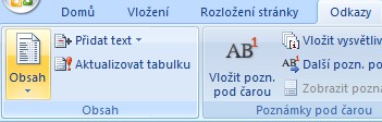 Jsou-li v dokumentu správně označeny nadpisy, je možné vložit