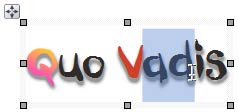 Úprava uměleckého textu: Tažením vyberte rozsah textu. Vytvoří se modrá oblast výběru.