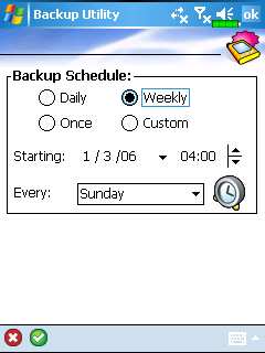 ❶ ❷ ❸ ❹ ❶ ❷ Když zaškrtnete Auto backup on schedule, ťukněte na a vstoupíte na obrazovku vlevo. ❶Frekvence zálohování.