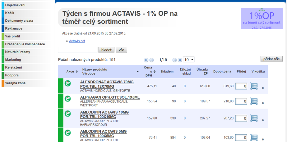 Web a lékárenské programy Zákaznická zóna Alphega označení