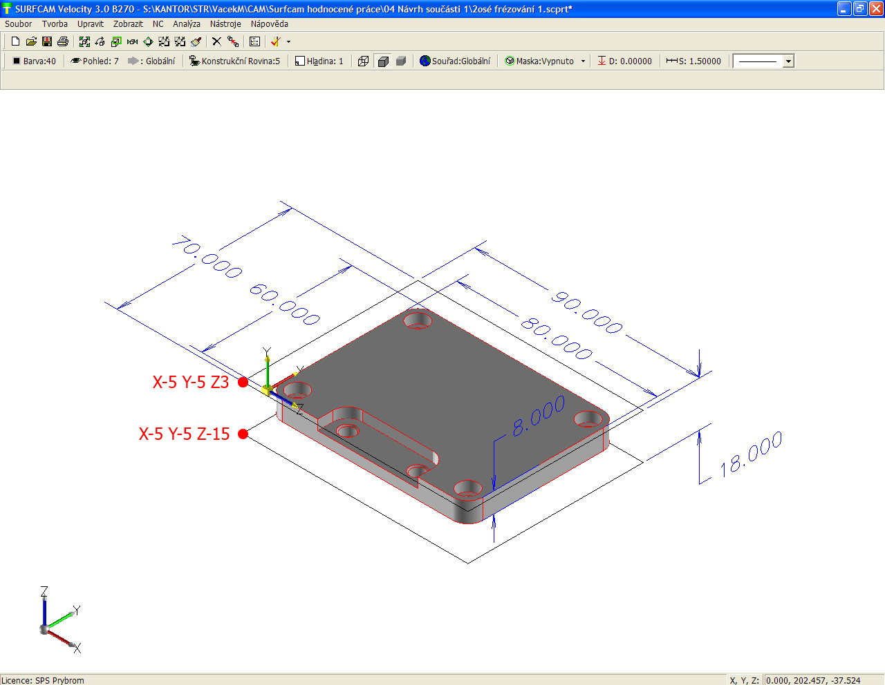 Načtený model uložte do své složky s názvem: Příjmení 2osé frézování 1.