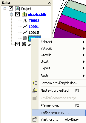 Nový druh se vytvoří pomocí jiné funkce lokálního menu Vytvořit Vytvoření nové tabulky.