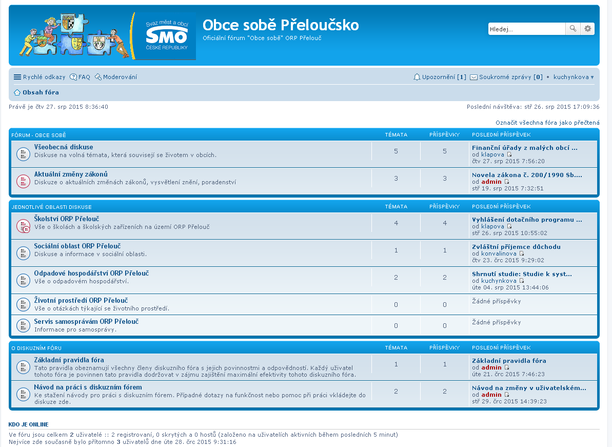 Rozvojová aktivita 5 Infoportál - společný informační portál pro starosty a občany obcí včetně difuzního fóra starostů Náhled úvodní stránky nově vytvořených webových stránek Obce sobě info v rámci