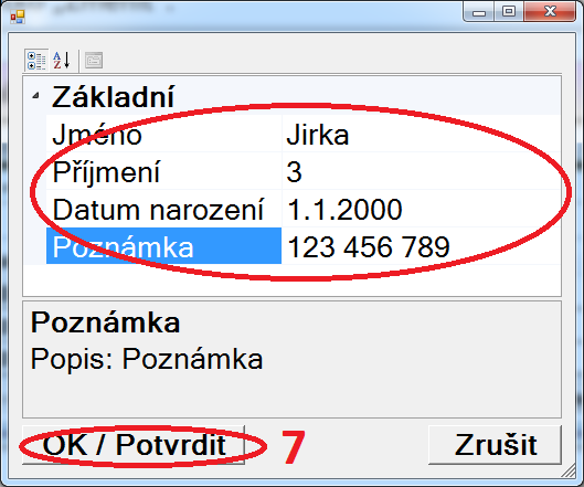 Tlačítko Nový je po svém použití z bezpečnostních důvodů opět okamžitě zablokováno a rovněž je zrušeno zatržení malého čtvercového políčka vlevo od něho.