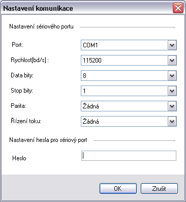 Popis Aplikace Obrázek 5.1 Okno aplikace 2N SmartCOM Terminal Config Obrázek 5.2 Nastavení komunikace Toto je okno aplikace 2N SmartCOM Terminal Configuration Program. Dále jen Terminal Config.