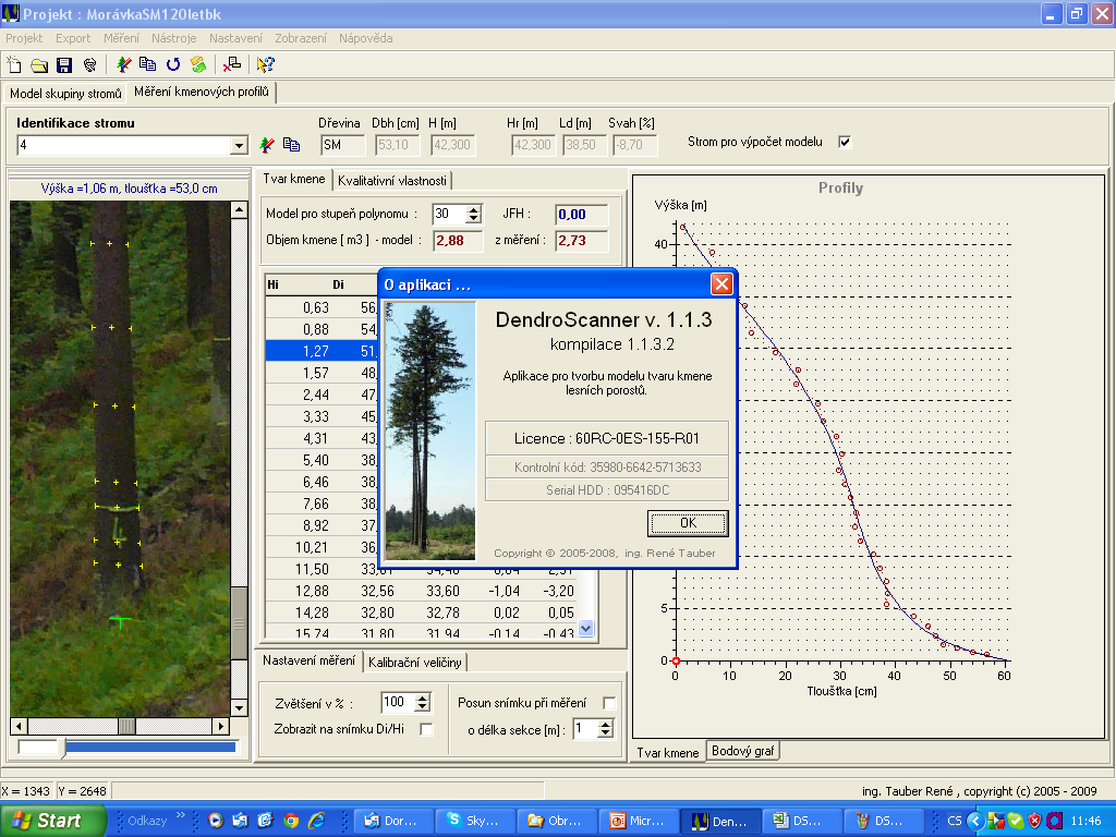 Program DendroScanner Data pro vytvoření modelu