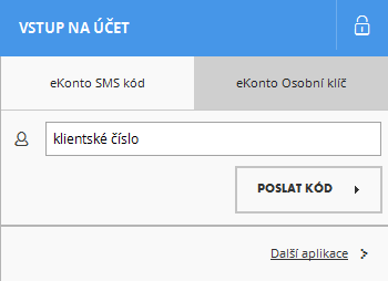 automaticky vygenerované číslo autentizační kód, který obdržíte v SMS na Váš mobilní telefon a I-PIN (klienti, kteří mají I-PIN) b) Vyplňte své klientské číslo c) Klikněte na tlačítko POSLAT KÓD.