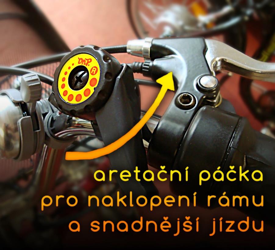 Mezi hlavní odlišnosti oproti běžnému elektrokolu Spirit patří: o Výkyvné uložení zadní nápravy s možností aretace páčkou umístěnou na řidítkách tento prvek vylepšuje jízdní vlastnosti tříkolky,