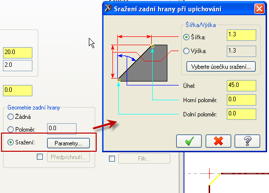 Řešené úkoly při soustružení v CAD/CAM systému 107 Obrázek 3.35 Zobrazení instrukce/cyklu otočení obrobku ve stromě instrukcí Příklad 3.7. Sražení hrany na zadním čele při upichování Jak nastavit sražení hrany na zadním čele při upichování?