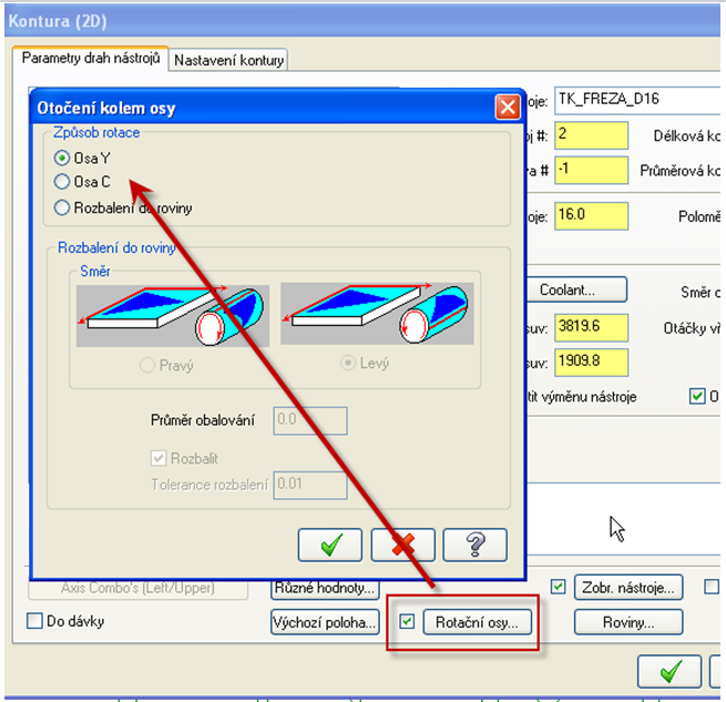 Řešené úkoly při soustružení v CAD/CAM systému 118 Změna se provede v parametrech příslušného cyklu na záložce Parametry drah nástrojů.