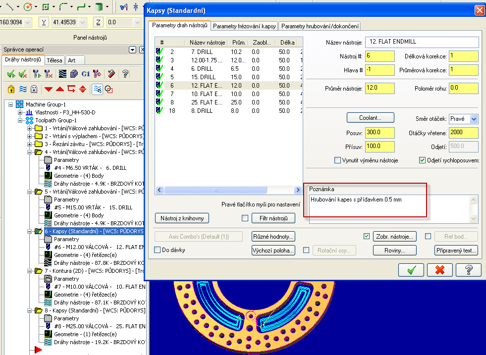 Řešené úkoly obecná část CAD/CAM systému 17 Obrázek 1.14 Zápis poznámky přímo na záložce parametrů nástroje Obrázek 1.