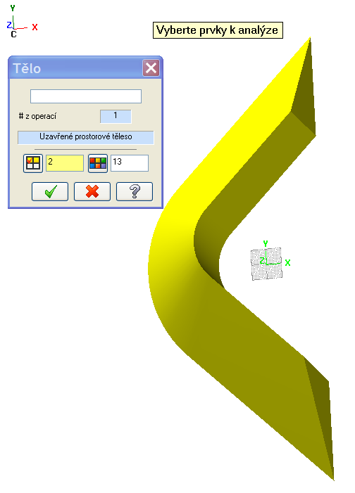 Řešené úkoly v CAD modulu CAD/CAM systému - Design 80 Z tohoto plošného modelu vytvoříte těleso Tělesa Z ploch, kde se můžete rozhodnout, co se