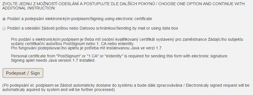 položky. V případě chybného vyplnění formuláře se zobrazí červené validační oznámení v horní části stránky nad sekcí Pokyny.