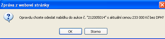 Holandská aukce (sestupná) pokud se Vám podaří nabídku vytvořit, zobrazí se informace Nabídka byla vytvořena může se stát (např.