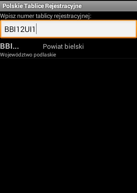 Aplikace Polskie Tablice Rejestracyjne (dostupná z: https://play.google.com/store/ apps/details?id=pl.araneo.