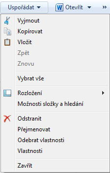 Základní operace se soubory a složkami Řadíme sem operace: vytvoření přejmenování kopírování (CTRL C, CTRL V) přesouvání (CTRL X, CTRL V)