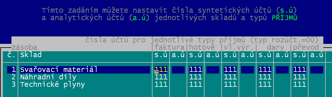 3 = podle prvotního dokladu (č. faktury) = ještě podrobnější sumarizace, kdy v účetnictví budou figurovat částky jednotlivých prvotníéch dokladů. Například 5 faktur od firmy Švorc a dutý.