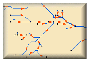 6. Geometric network (geometrická sít): pravidla propojitelnosti prvků ve datové sadě prvků geometrická síť se skládá z prvků tvořících hrany sítě (například vodovodní potrubí) a prvků, které