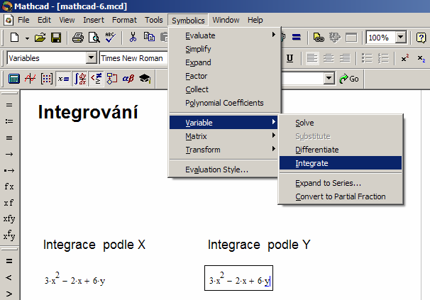 27 6. Kapitola 6.kapitola se zabývá integrováním funkce a to symbolicky a číselně.