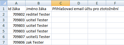 Hromadné slučování účtů pro žáky třídy je dostupné v menu Administrace v levém navigačním menu Třídy po výběru konkrétní třídy pomocí tlačítka Import osob ke sloučení.