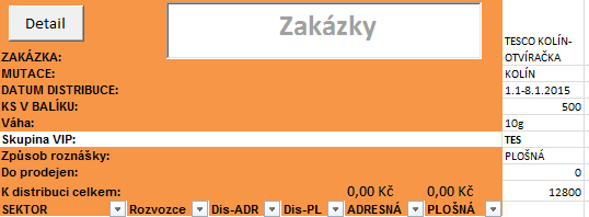 Zpracování vlny Import zakázek Otevřete zakázku v CEDI, tak aby se Vám zobrazila v Excelu.