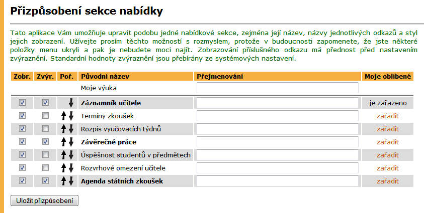 3 ZÁKLADNÍ PRINCIPY UŽÍVÁNÍ AIS Upravit obsah ikona pro úpravu obsahu se zobrazí po umístění kurzoru do záhlaví nabídky.