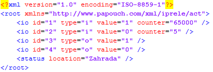 XML SOUBOR Ze zařízení je možné získat aktuální hodnoty v textovém souboru ve formátu XML. Soubor je přístupný na adrese http://[ip_adresa]/fresh.xml tedy například na http://192.168.1.254/fresh.