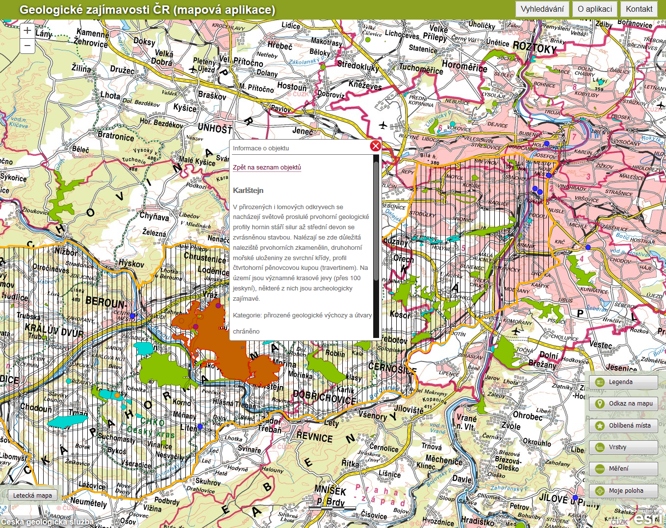 Mapová aplikace Geologické zajímavosti ČR byla vytvořena Českou geologickou službou pro účely popularizace geolo gie mezi širokou veřejností.