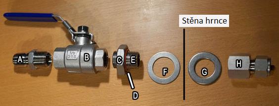 1-1/8" (H) Vnitřní vyústění 1/2" 4.