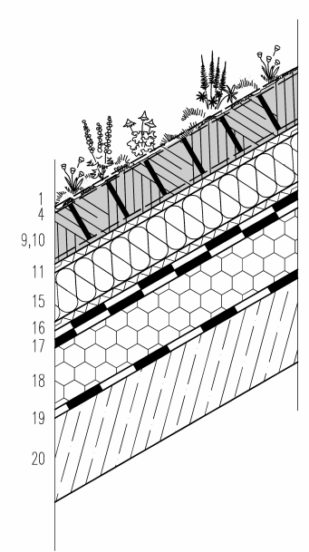 Popis a význam vrstev Důležitými vrstvami ve skladbě vegetační střechy jsou: - hydroizolační vrstva tvoří ji modifikovaný pás nebo speciální fólie; jejím úkolem je chránit jednotlivé vrstvy střešního