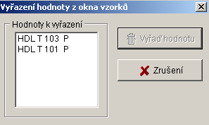 5.1.3 Přidání hodnoty do grafu obr. 4 Okno tisku vzorků Zobrazí se stejné okno jako při prvním výběru vzorků, hodnoty, typu zobrazované hodnoty a datumu (obr.