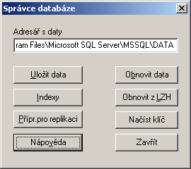 Domovník - server 21 22 Domovník - server Adresář s daty Uložit data zde musíte mít uvedenu cestu k adresáři, který obsahuje databáze SQL serveru. Pro SQL server 7.