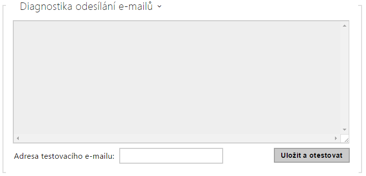 Pomocí tlačítka Uložit a otestovat lze odeslat testovací E-mail na zadanou adresu a tak vyzkoušet funkčnost aktuálního nastavení odesílání E-mailů.