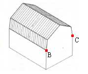 Geometrická konstrukce polovalbové střechy s částečnou valbou u hřebenu v KP V půdorysném obdélníku si zvolíme body E, F, G, H, které jsou průmětem štítů.