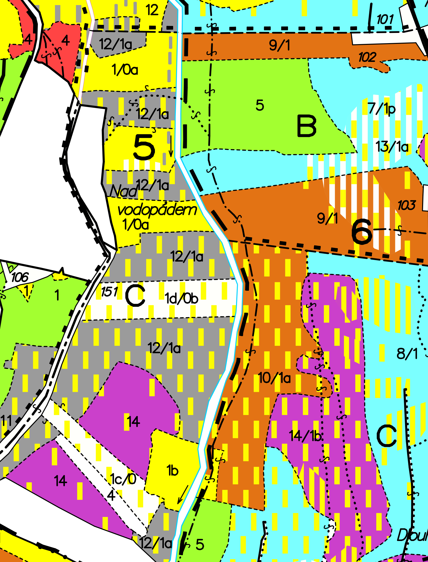 Pøíloha M6 Lesnická mapa porostní 1:5000 Ústav pro hospodáøskou úpravu lesù Brandýs nad Labem; Hranice porostních skupin (dílèích