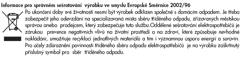 ZÁRUKA / TECHNICKÉ PARAMETRY ZÁRUKA/SERVIS Podmínky záruky a záručních oprav jsou uvedeny v dokumentaci, která je součástí dodávky spotřebiče.