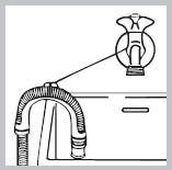 Připojení hadice na odvod vody Hadici na odvod vody připojte k odtokovému kanálu nebo odvodu vody ve stěně, umístěném ve výšce 65 100 cm nad úrovní podlahy. Hadici neohýbejte.