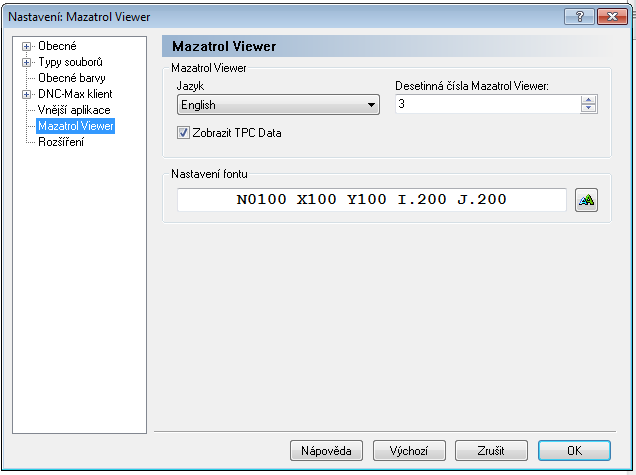 Nastavení editoru 117 4.5 Mazatrol Viewer Tato kapitola popisuje, jak nastavit Mazatrol Viewer. Mazatrol Viewer vám umožňuje otevřít a prohlížet soubory Mazatrol přímo ze svého PC.