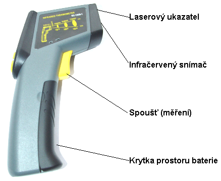 Nepoužívejte přístroj pro měření teploty lesklých nebo naleštěných (zrcadlících) povrchů a reflexních kovových předmětů.