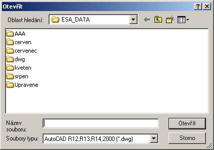 6. Vložit obrázek z DWG nebo DXF souboru - nejprve se otevře klasický dialog Otevřít pro výběr obrázku ze souboru DWG nebo DXF.