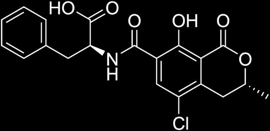Ochratoxiny : A, B, C, D, α Nejvýznamnější je ochratoxin A (OTA) derivát 7- izokumarinu - Nefrotoxický mykotoxin (cílovým orgánem jsou ledviny a vylučovací