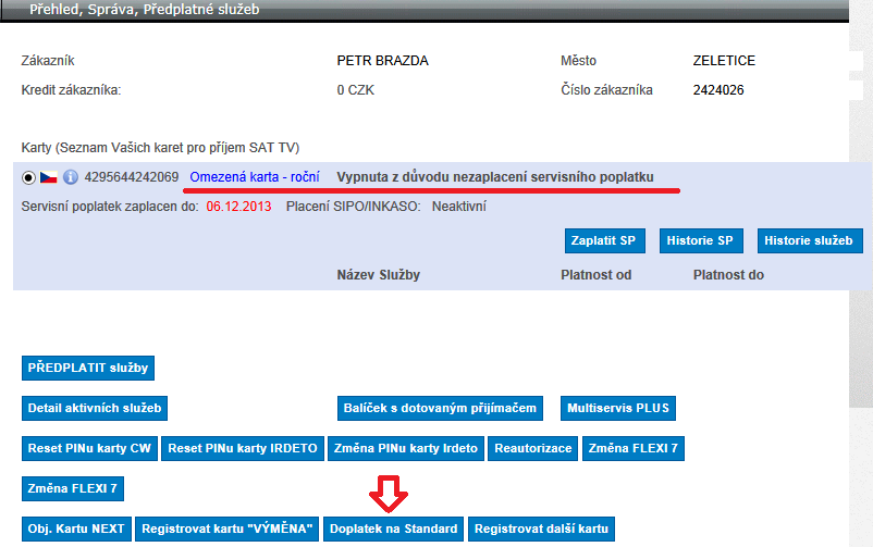 Co je nového v Aktivačním webu Označení Roční karty a Doplatek před výměnou Skylink a CS Link jsou obchodní značky